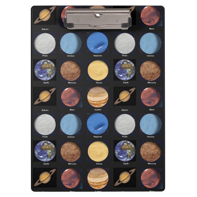 All Planets Science Photos With Names Clipboard (Front)