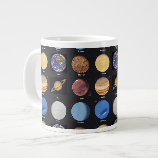 All Planets Science Photos With Names Large Coffee Mug (Front Left)
