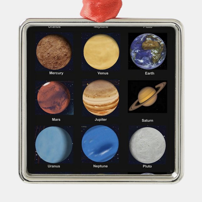 All Planets Science Photos With Names Metal Ornament (Front)