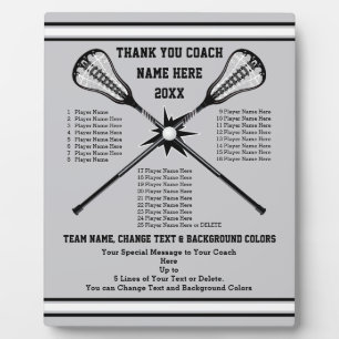 All Player's Name Lacrosse Coach Gifts, Team Colou Plaque