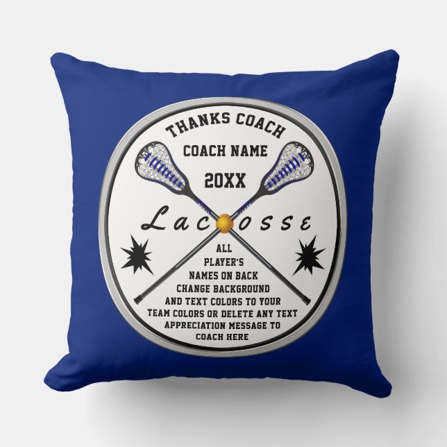 All Player's Names Lacrosse Coach Gifts Your Throw Pillow (Front)