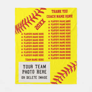 ALL Players NAMES, PHOTO Softball Coach Gift Ideas Fleece Blanket