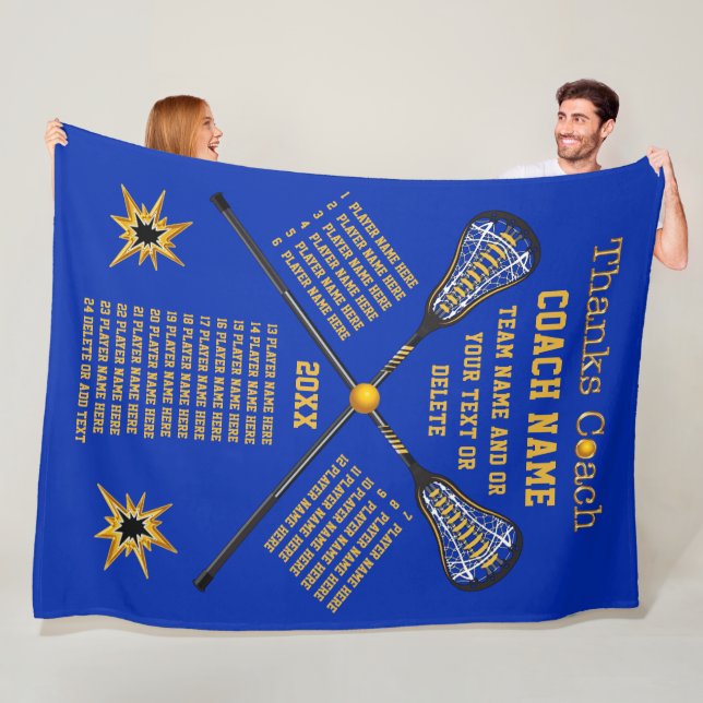 All Player's Names Thanks Lacrosse Coach Gifts Fleece Blanket (In Situ)
