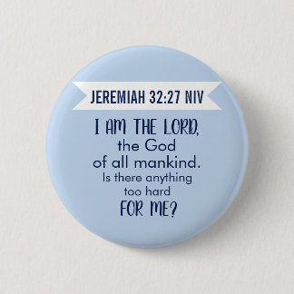 All Powerful God Bible Verse Pastel Blue Faith 2 Inch Round Button