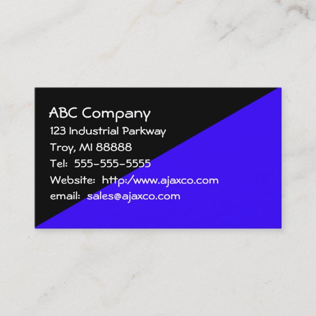 All Purpose Business Card Black and Royal Blue (Front)