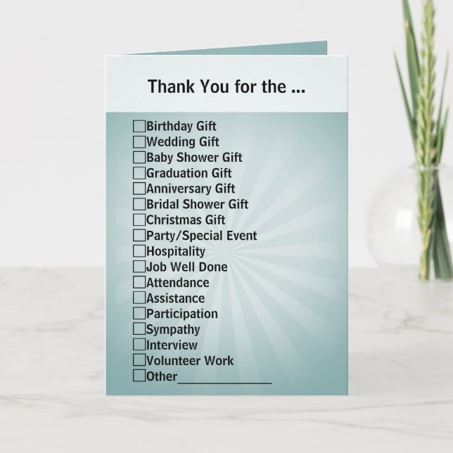 All-Purpose Checkbox Thank You Card (Front)