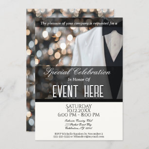 All Purpose Elegant   White Tuxedo Invitation
