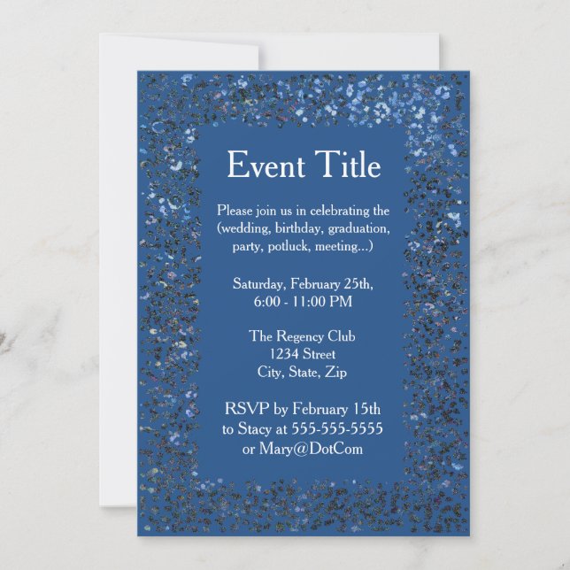 All Purpose Invitation | Blue Glitter (Front)