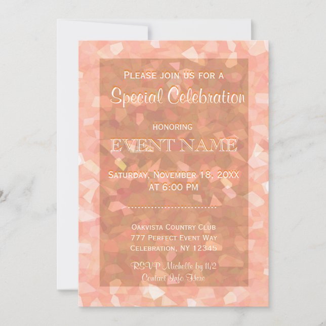 All Purpose | Peach Glitter Invitation (Front)