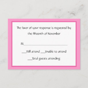 All Purpose Pink and White Response Card