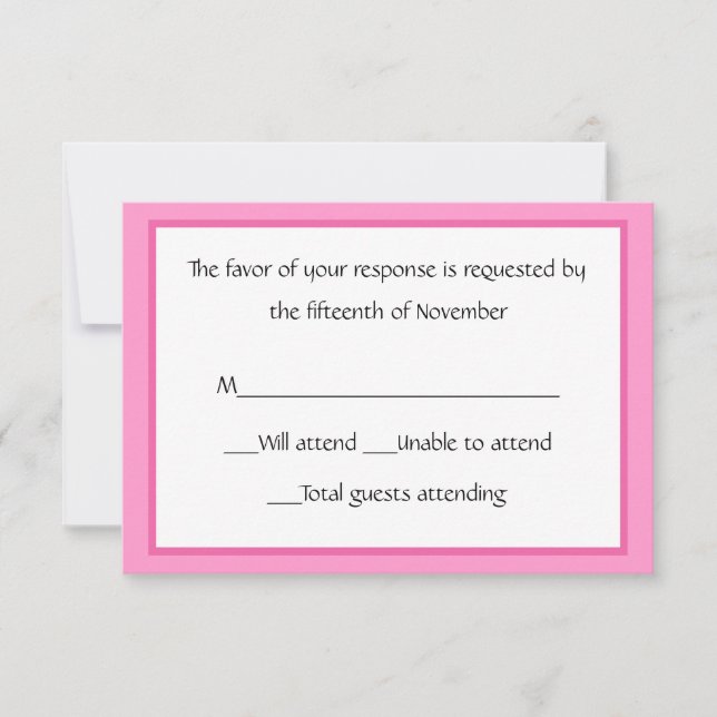 All Purpose Pink and White Response Card (Front)