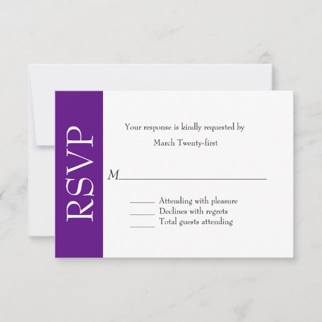 All Purpose Purple & White RSVP Card (Front)
