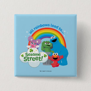 All Rainbows Lead to Sesame Street 2 Inch Square Button