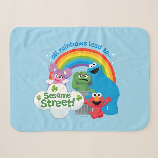 All Rainbows Lead to Sesame Street Sherpa Blanket (Front (Horizontal))