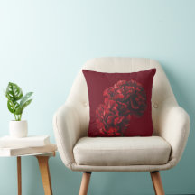 All Red Carnation Flower Pillow
