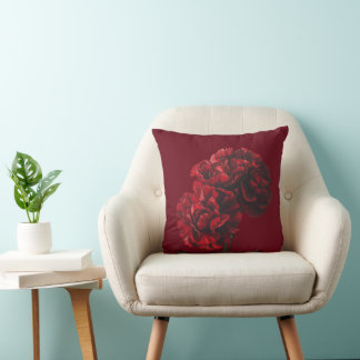 All Red Carnation Flower Pillow