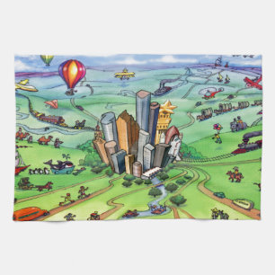 All Roads lead to Houston Texas Kitchen Towel