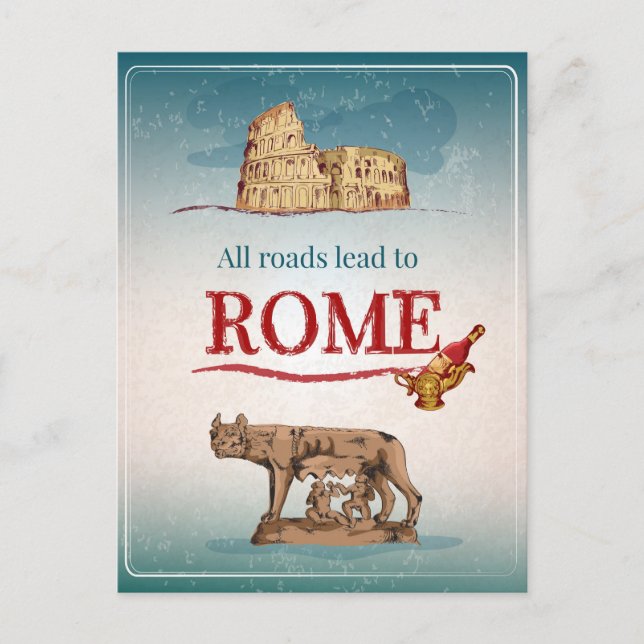 All Roads Lead to Rome Postcard (Front)