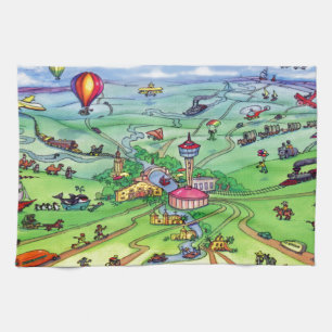 All Roads Lead to San Antonio Texas Kitchen Towel