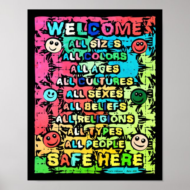 All Safe Here ~ Rainbow Welcome Poster (Front)