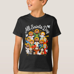 All Saints Day Kids Catholic St Francis Therese Jo T-Shirt