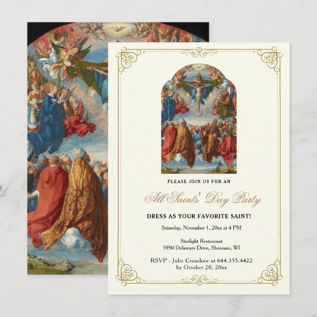 All Saint's Day Party Celebration Catholic  Invitation (Front/Back)