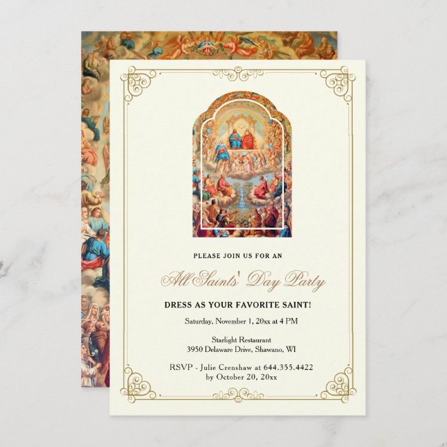 All Saint's Day Party Celebration Catholic  Invitation (Front/Back)