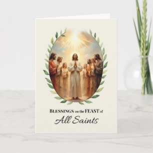 All Saints Feast Day Blessings with Leafy Wreath Card