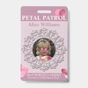 All Season Pink Petal Patrol Flower Girl Badge