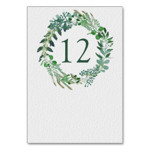 All Seasons Green leaf Wreath Wedding Table Number