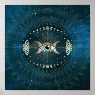 All Seeing Eye and Moons Poster