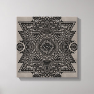 All Seeing eye in Sacred Geometry Drawing Canvas Print