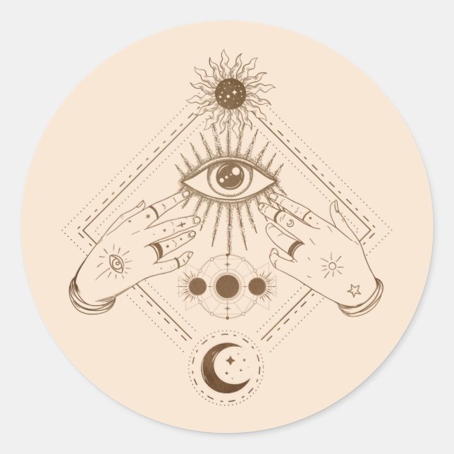 All Seeing Eye Mystic Tarot Sublimation Gallery Wr Classic Round Sticker (Front)