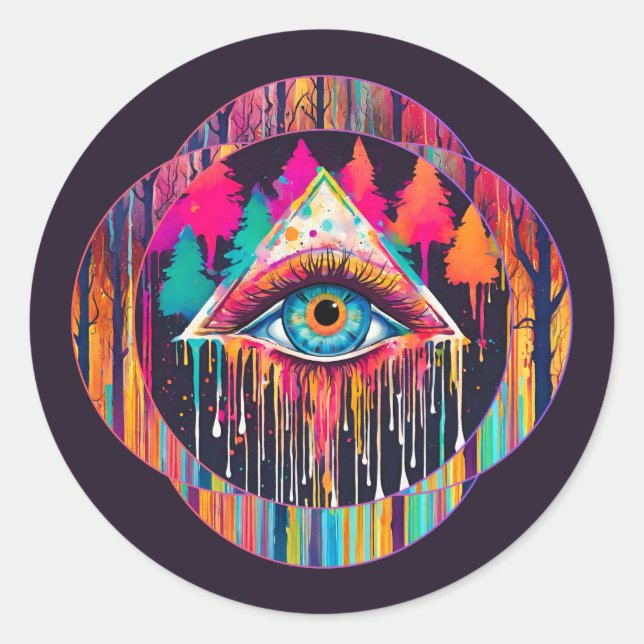 All Seeing Eye: Mystical Forest Core  Classic Round Sticker (Front)