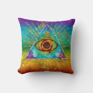 All Seeing Eye Of God - abstract sketchy Art Throw Pillow