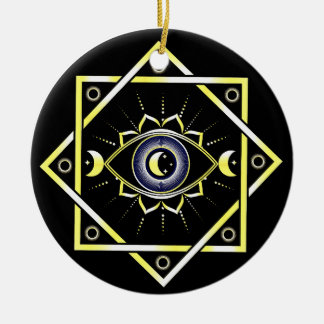All Seeing Eye Of God - mystiical 3rd eye, moon Ceramic Ornament