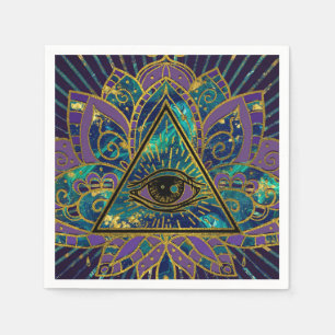 All Seeing Mystic Eye in Lotus Flower Napkin