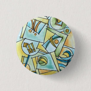 All Shapes And Sizes-Modern Geometric Art 1 Inch Round Button