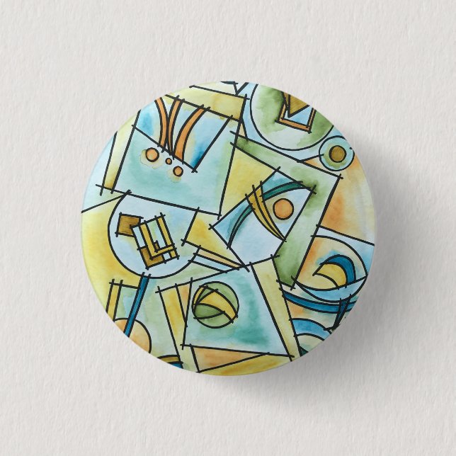 All Shapes And Sizes-Modern Geometric Art 1 Inch Round Button (Front)
