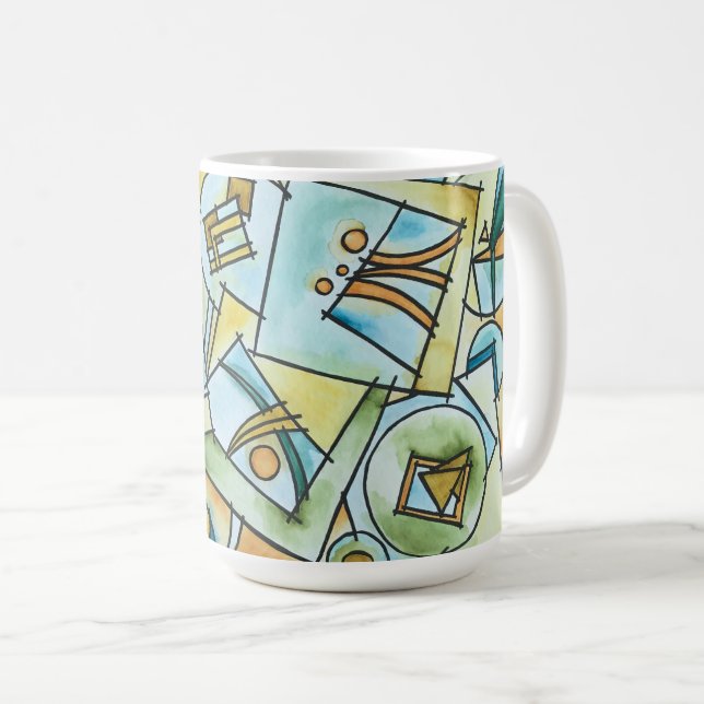 All Shapes And Sizes-Modern Geometric Art Coffee Mug (Front Right)