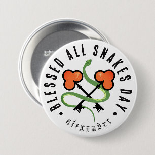 All Snakes Day Pagan Serpent & Clover Keys Patch 3 Inch Round Button