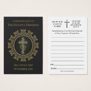 All Souls Day Memorial Masses Deceased Holy Card