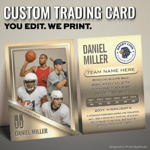 All Sports Custom Trading Card, Gold Chrome Steel  Calling Card