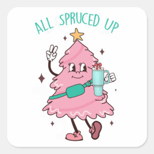 All Spruced Up Bougie Fir Life, Bougie Xmas Tree Square Sticker