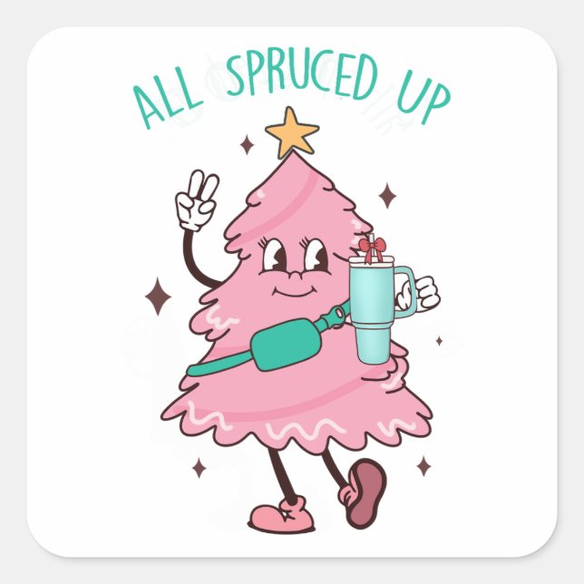 All Spruced Up Bougie Fir Life, Bougie Xmas Tree Square Sticker (Front)