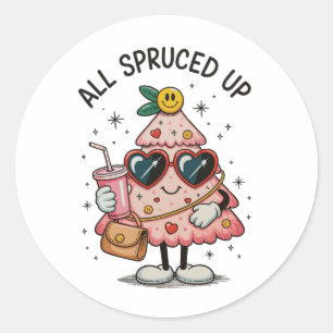 All Spruced Up Christmas Bougie Pink Tree Belt Bag Classic Round Sticker