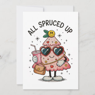 All Spruced Up Christmas Bougie Pink Tree Belt Bag Holiday Card