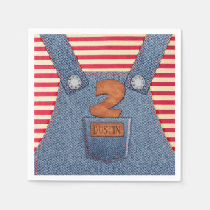 All-Star 2nd Birthday Denim Overalls Paper Napkin