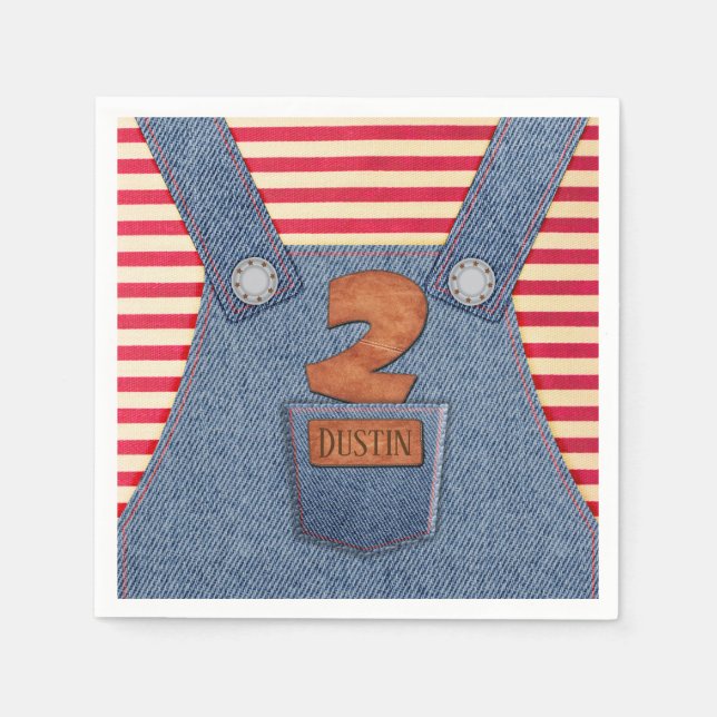All-Star 2nd Birthday Denim Overalls Paper Napkin (Front)