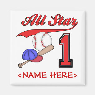 All Star Baseball 1st Birthday Magnet